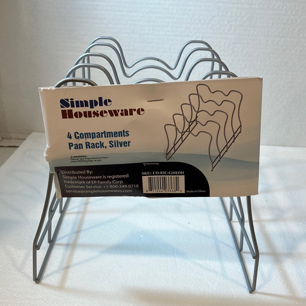 Simple Houseware Kitchen Pot Lid Rack Holder Organizer, Silver